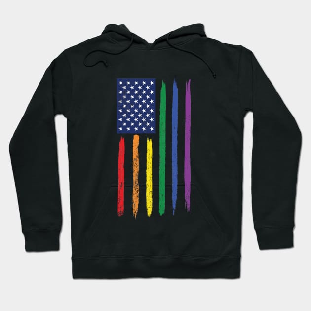 LGBT Rainbow Flag USA Patriotic Pride Awareness Hoodie by adelinachiriac